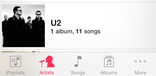 U2's new albun on the iPhone
